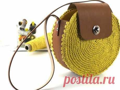 Вязаная сумочка с кожей (DIY) Модная одежда и дизайн интерьера своими руками