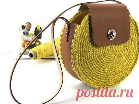 Вязаная сумочка с кожей (DIY)