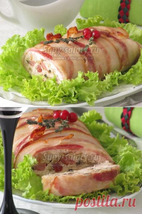 Праздничный мясной рулет из куриного фарша с грибной начинкой. Рецепт с пошаговыми фото