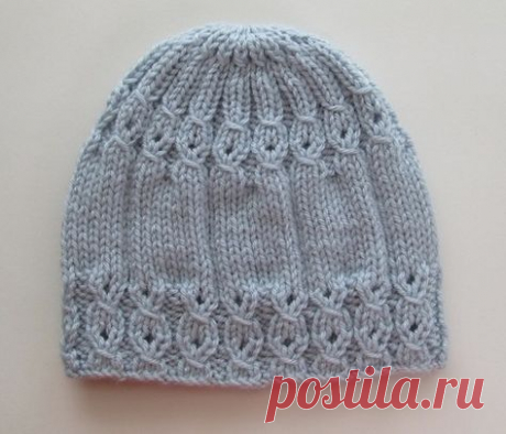 Handknitsbyelena - - Blue Hat with Mock Cables for a Lady