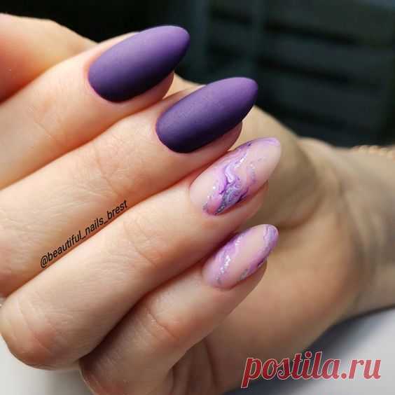 Фиолетовый матовый маникюр. Маникюр 2020-2021.
