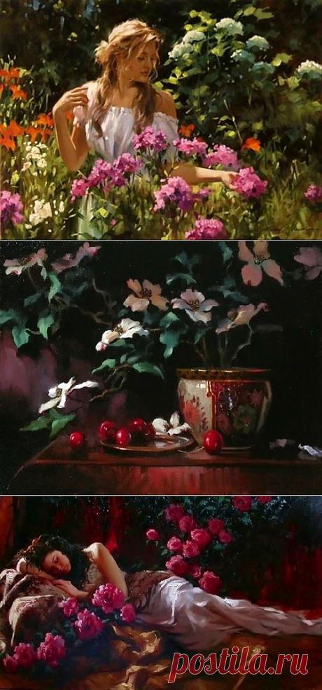 Женская красота в живописи Richard S. Johnson (76 работ) » Картины, художники, фотографы на Nevsepic