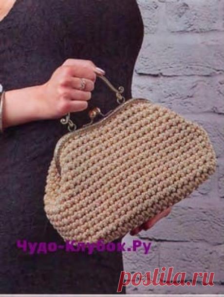 Золотистая сумочка с фермуаром вязаная крючком 235 | ✺❁сайт ЧУДО-клубок ❣ ❂✺Золотистая сумочка с фермуаром вязаная крючком 235, описание и схема  к ней: ❂ ►►➤6 000 ✿моделей вязания ❣❣❣ 70 000 узоров►►Заходите❣❣ %