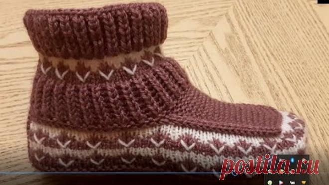 Новинка 2021 : Классные тапочки-следки на двух спицах без швов // iki patik modelleri
