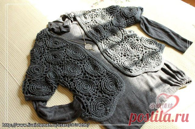 ЖАКЕТИК "СПИРАЛЬ" КРЮЧКОМ (КИТАЙ).