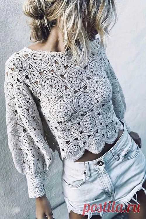 Джемпер крючком, вяжем из мотивов Выбираем лучшие работы в конкурсе 