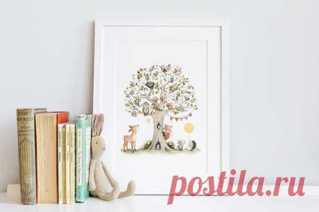 The Pear Tree UNFRAMED Nursery Print Kid's Woodland Art | Etsy