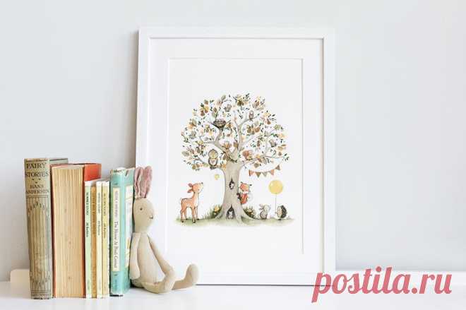 The Pear Tree UNFRAMED Nursery Print Kid's Woodland Art | Etsy