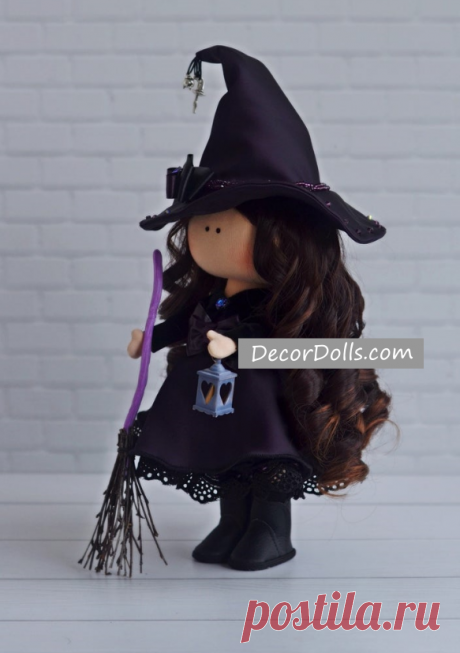 Witch Rag Doll, Halloween Art Doll, Soft Cloth Doll, Fabric Rag Doll b – Decor Dolls