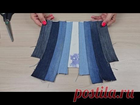 Очень просто сшить маленькую женскую сумочку из джинсовых обрезков