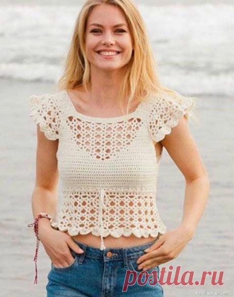 Летний топ фантазиным узором. Схема | Женская одежда крючком. Схемы и описание
