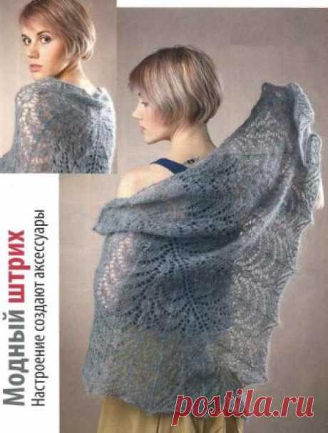 Серая шаль из мохера
