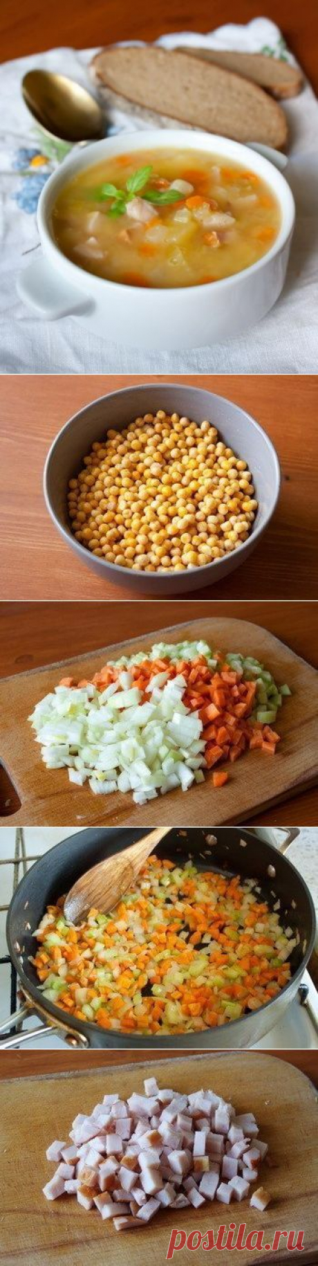 Как приготовить простой гороховый суп с ветчиной - рецепт, ингридиенты и фотографии
