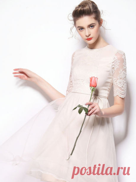 Embroidered Polyester Mini dress