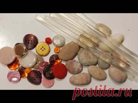 ПОТРЯСАЮЩИЙ РЕЗУЛЬТАТ - ГОРЯЧИЙ КЛЕЙ ПУГОВИЦЫ + КАМНИ ГАЛЬКИ! DIY поделки.декор.идеи к дню матери