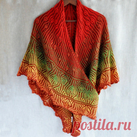 Яркая шаль в технике бриошь из YarnArt Flowers | Вяжи Онлайн | Яндекс Дзен