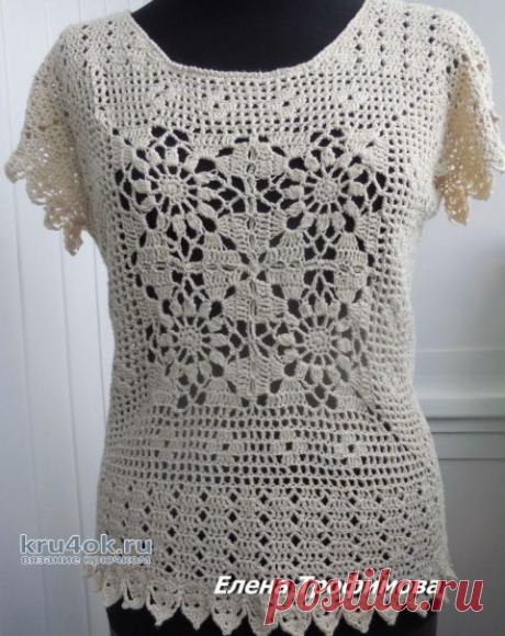 ТОП связан крючком по японской схеме. Работа Елены Трофимовой
