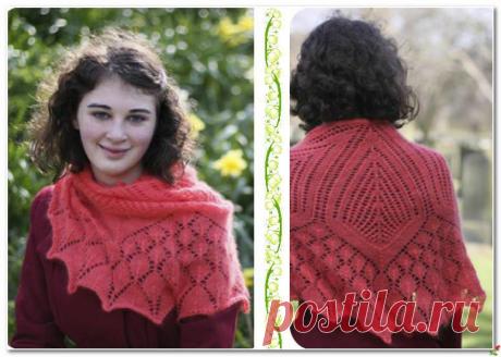 Вяжем спицами красный платок.