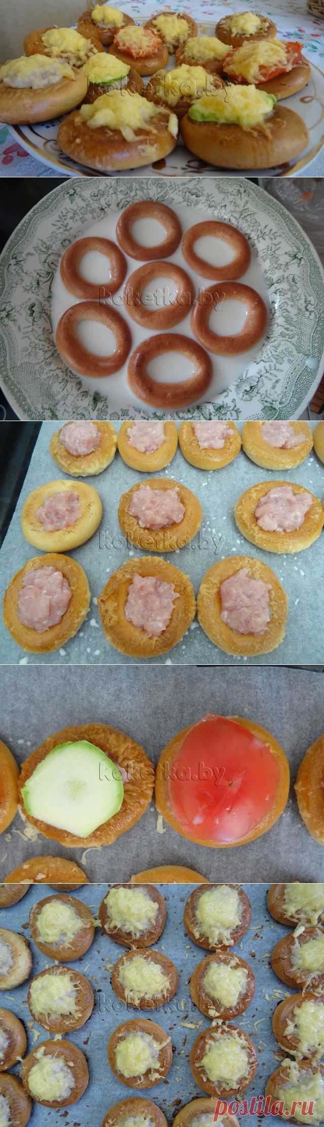 Мини-пиццы из сушек с томатами и кабачком | Вкус жизни