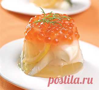 Заливное из сибаса c красной икрой, закуска. Пошаговый рецепт с фото на Gastronom.ru