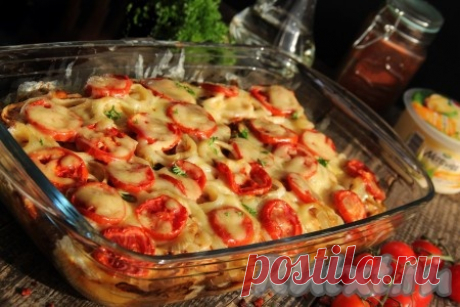 Картошка с куриным филе, помидорами и сыром в духовке - 9 пошаговых фото в рецепте