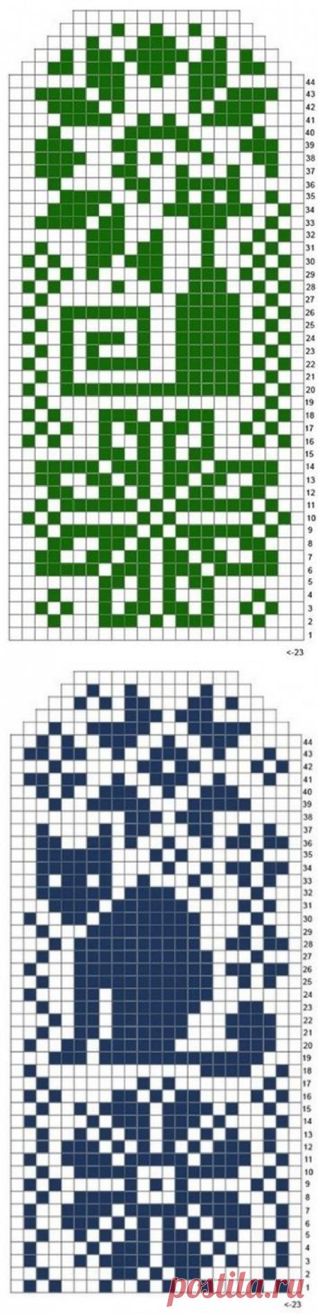 Схема узора для варежек спицами