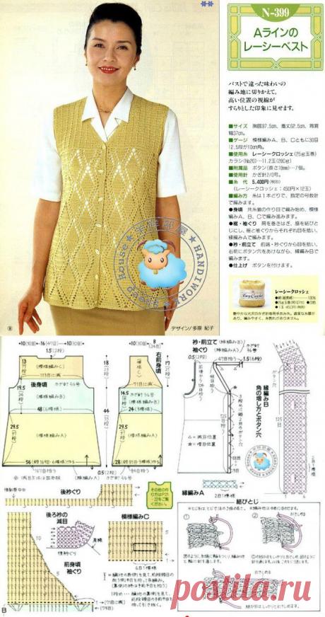 ЭЛЕГАНТНЫЙ ЖИЛЕТ КРЮЧКОМ.