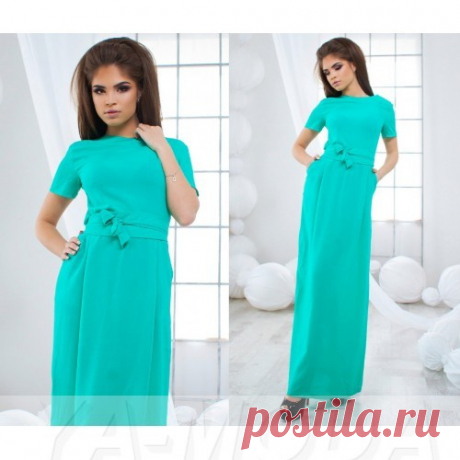 Длинное платье из штапеля с поясом