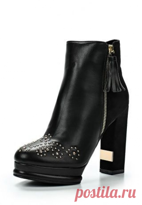 Ботильоны LOST INK HEELED TOE STUD ANKLE BOOT BLACK купить за 2 790 руб