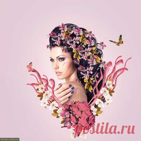 Создаем коллаж цветочного портрета -&gt; Demiart Photoshop