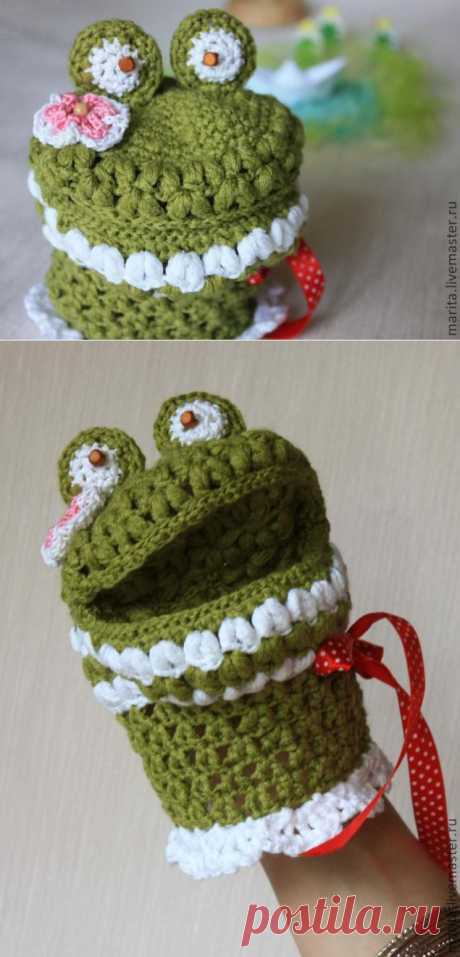 Игрушка-мочалка &quot;Лягушка Вакка&quot; - Ярмарка Мастеров - ручная работа, handmade