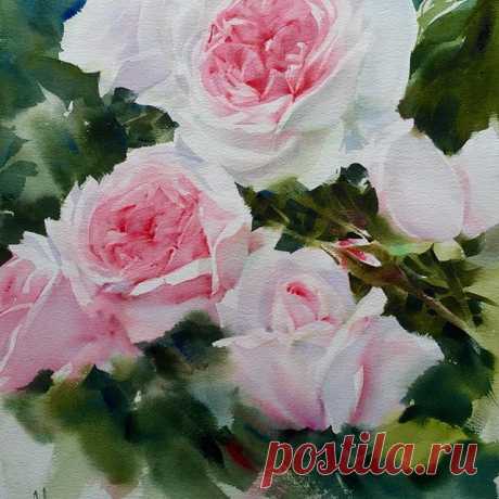 Today demo... #Thailand #watercolor #painting #flower #roses #rose