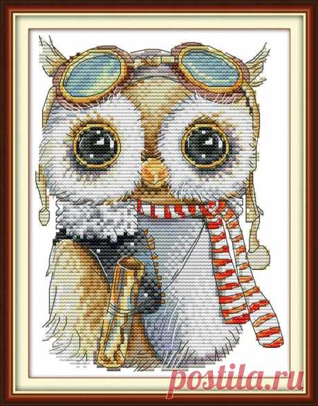 2 Funny Owl Cross Stitch Kits Modern Owl Embroidery Kits with | Etsy