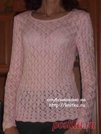 Пуловер с узором листья – работа Марины, Вязание для женщин