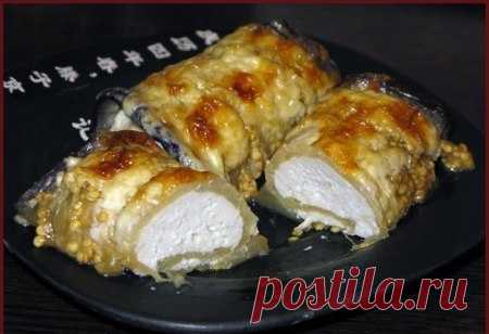 Баклажановые рулеты с курицей