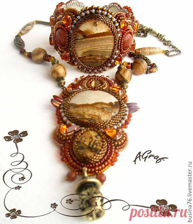 (31) Комплект Путь странника яшма. Handmade. | Beaded Pendant # Beaded Bro…