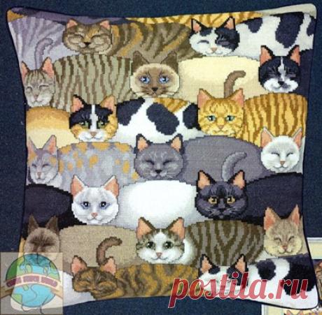 Kitty Kitty Pillow (#04753) - схема вышивки крестом  pdf