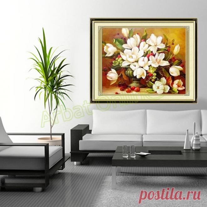 Diy вышивки крестом печать гардения вышивки крестом стены домашнего декора рукоделие вышивка крестом гардения печать шелк рукоделие купить на AliExpress