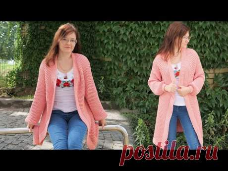 Кардиган реглан полупатентной резинкой спицами - часть 3 💙💛💙 Raglan cardigan knitting pattern