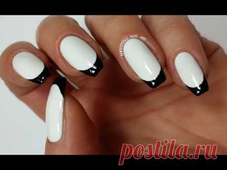 French Tip Manicure | Monochrome | Using Sponge (Khrystynas Nail Art)