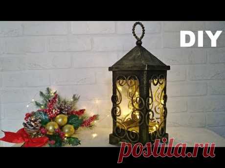DIY | НОВОГОДНИЙ ФОНАРЬ СВОИМИ РУКАМИ ИЗ КАРТОНА 🌟🎄❄️ Бюджетный Новогодний декор 2022 СВОИМИ РУКАМИ
