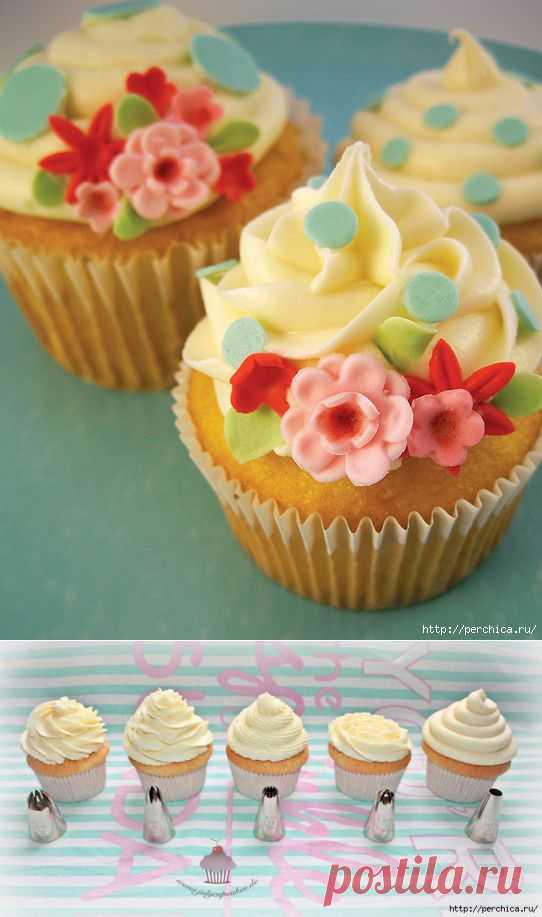 Как пользоваться насадками для крема,чтобы украсить капкейки.