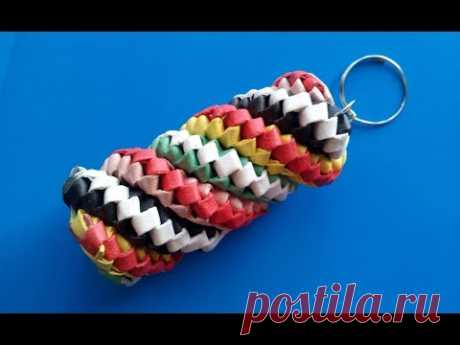 Темляк, кресто-спиральное плетение, 6 полосок; Lanyard, cross-spiral weaving, 6 strips