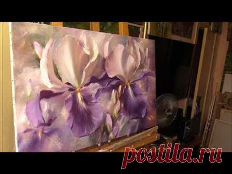 Небольшой урок живописи маслом. Ирисы. Alla Prima Oil Painting