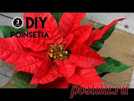 DIY. Poinsetia. How to make poinsetia. МК Пуансетия из фома. Простой способ создания серединки.