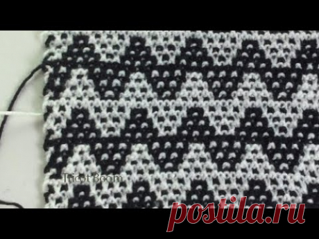 Разноцветные спирали / Мозаичная техника / Вязание спицами.