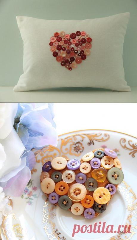 ВАЛЕНТИНКИ ИЗ ПУГОВИЦ. Подборка идей для вдохновения. /