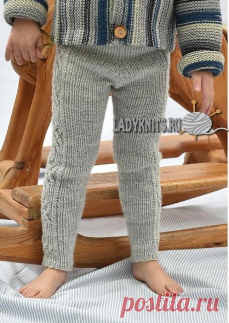 Вязаные спицами теплые штаны с косами для ребенка от 9 месяцев до 7 лет, описание: