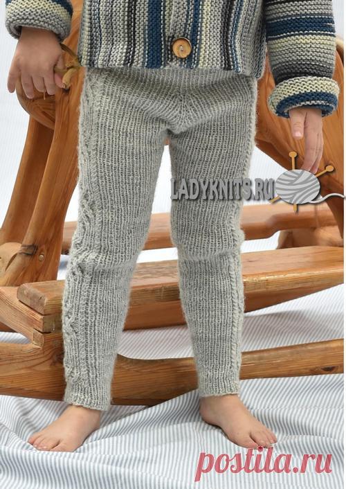 Вязаные спицами теплые штаны с косами для ребенка от 9 месяцев до 7 лет, описание: