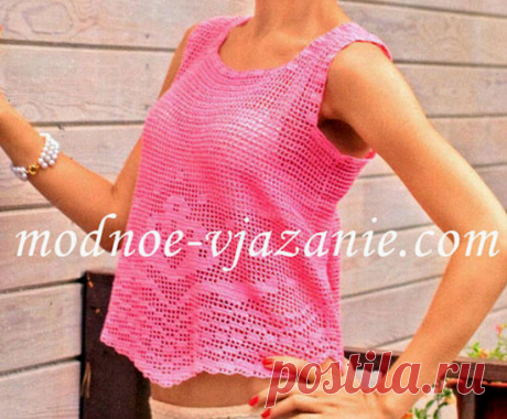 Веселый летний топ крючком